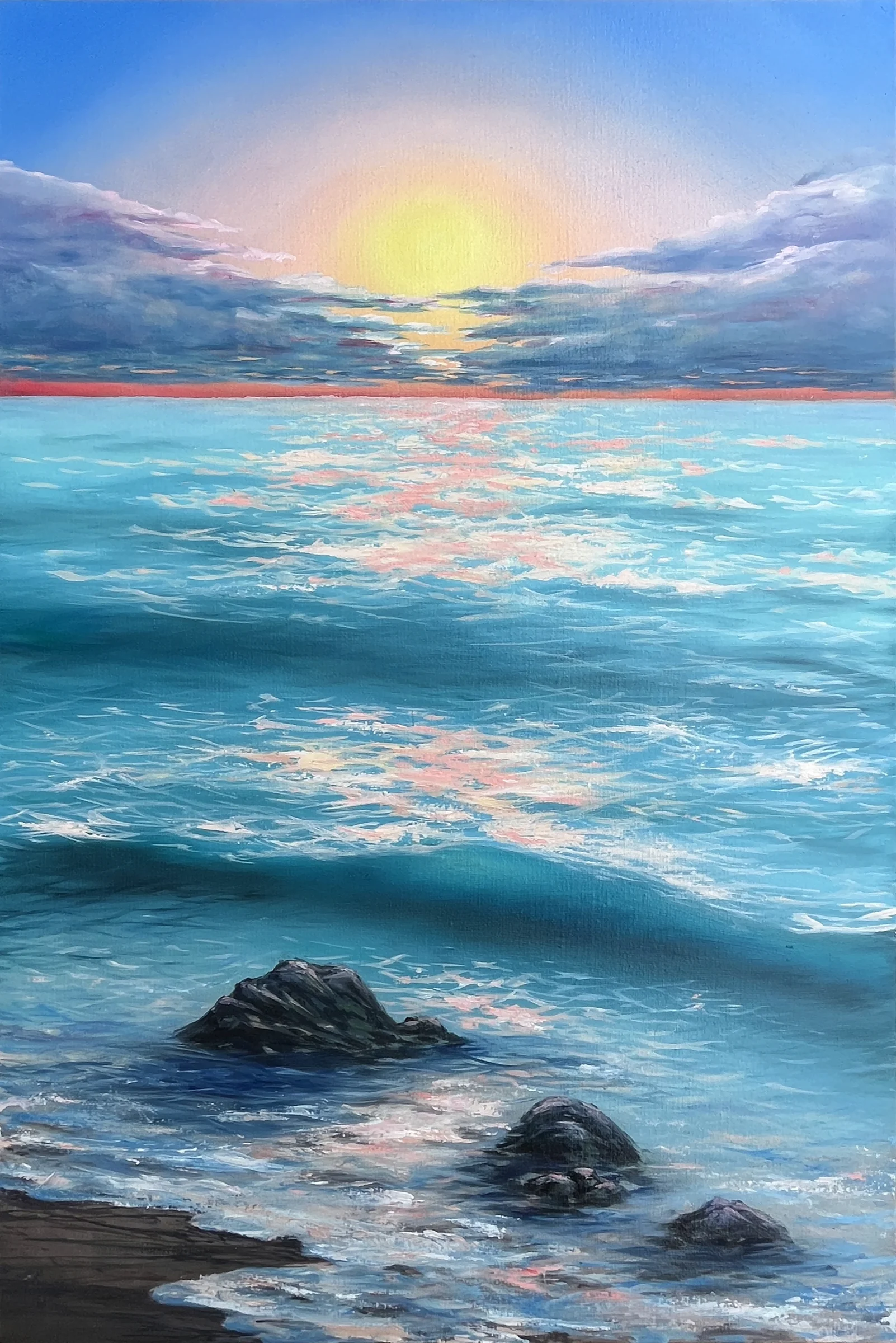 Sunset Seascape, oil on canvas, 60 × 90 cm, a painting by Natalie Streit